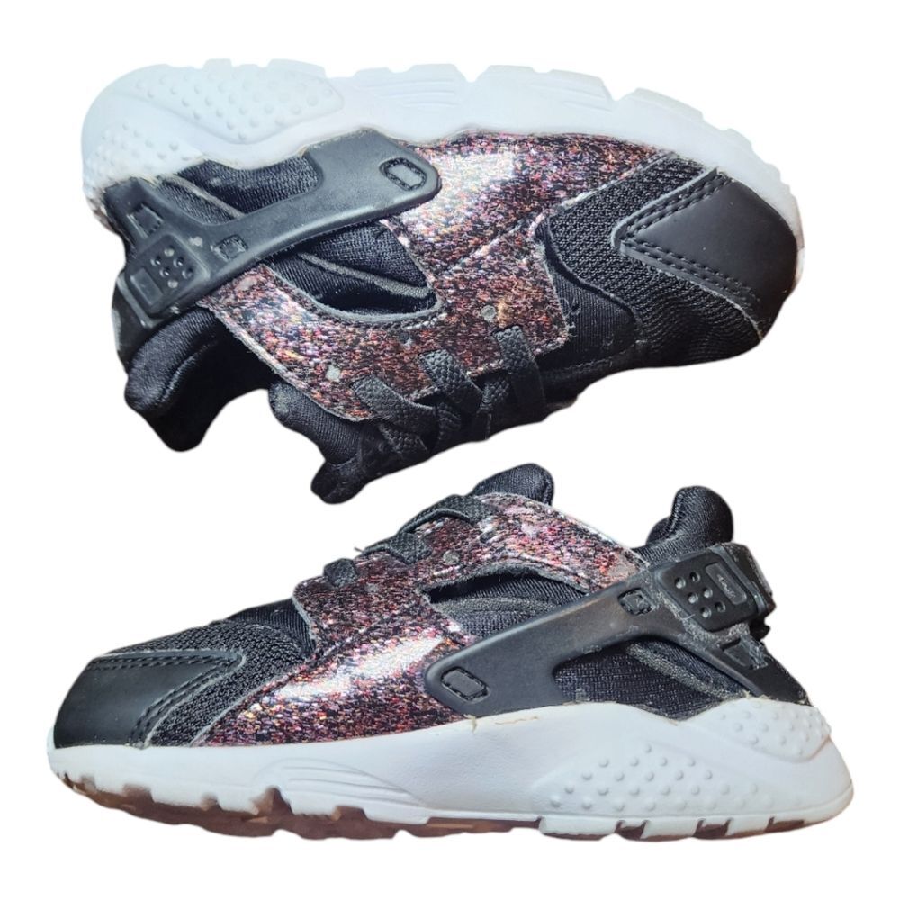 Nike Air Huarache Shoes Run SE RARE Pink Glitter Metallic Baby/ Toddler Size 7C - Picture 6 of 12
